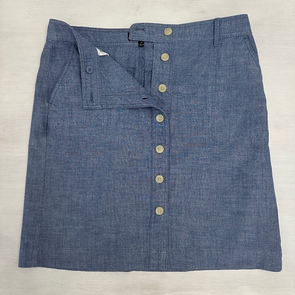 Talbots Chambray Button Down A-Line Skirt Women's 10 100% Cotton - Picture 4 of 11